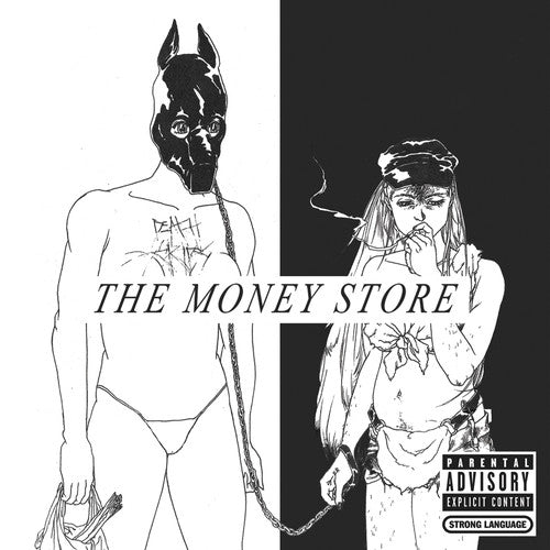 CD cover art featuring two black and white illustrations. On the left a figure wearing a mask and chain mail, and on the right a figure sitting with a cigarette, both with abstract, grungy designs.