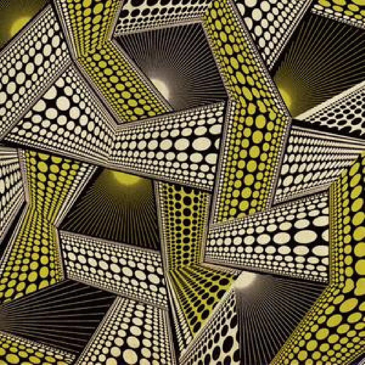 Geometric pattern with black, white, and yellow colors