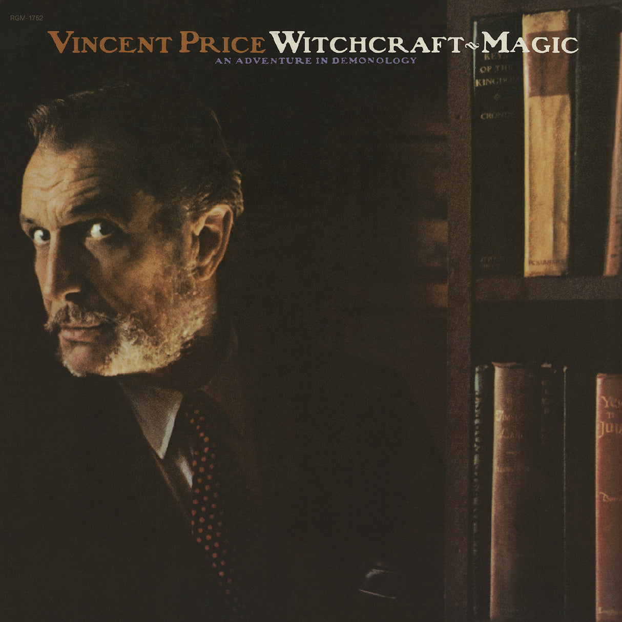 Album cover with a man's portrait and bookshelf, featuring the text 'Vincent Price Witchcraft & Magic'.