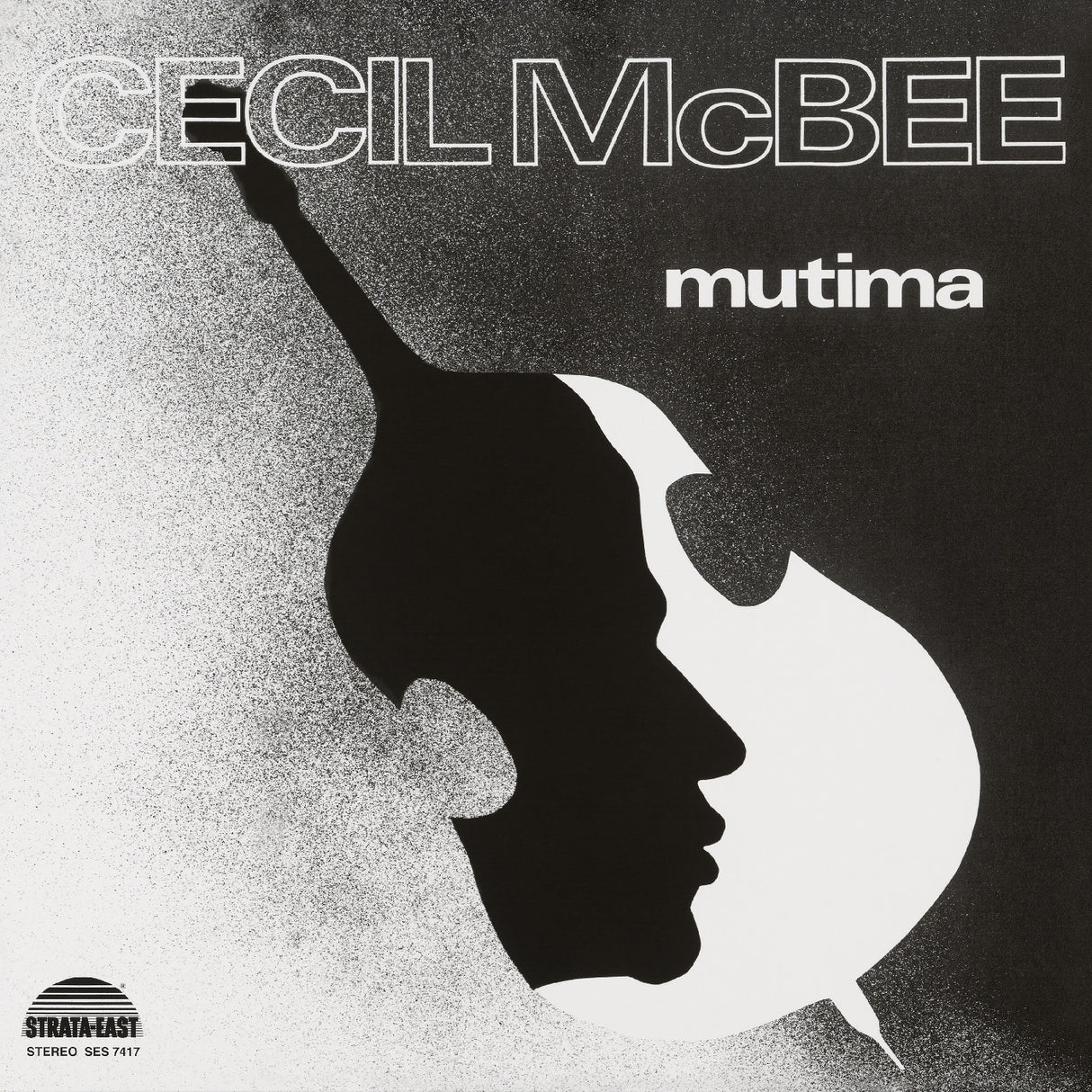 Album cover with silhouette of a face and the text 'Cecil McBee mutima' on a gradient background.