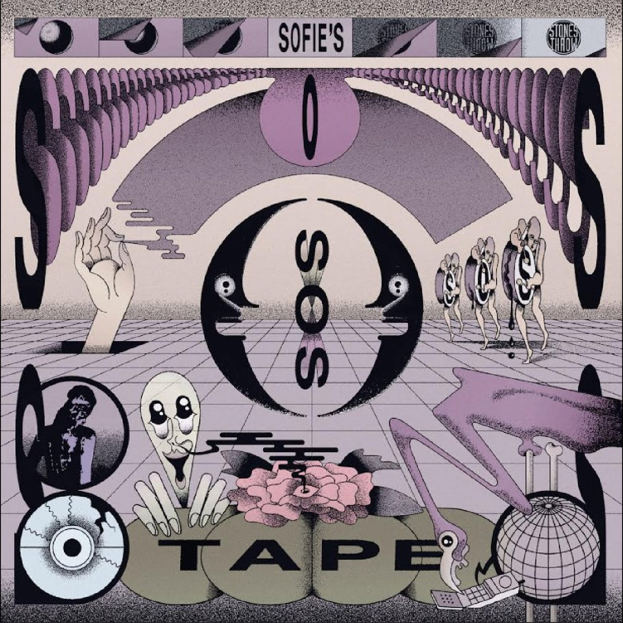 Album cover with abstract design, text, and symbols