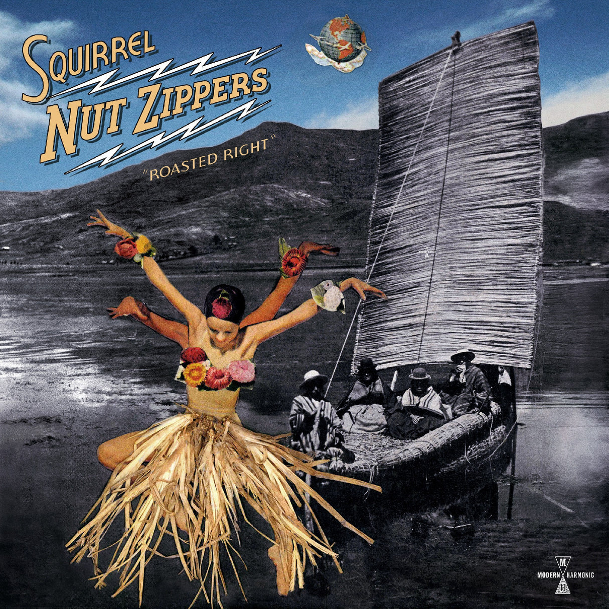 Album cover for 'Squirrel Nut Zippers' with a stylized dancer and boat scene.