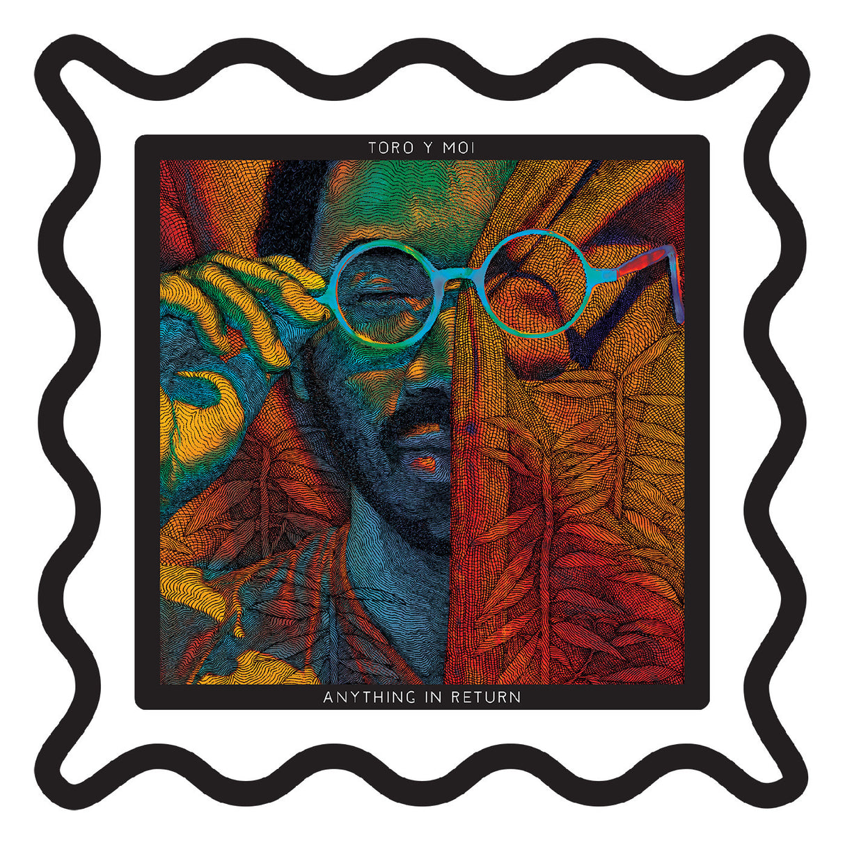 Colorful album cover with a stylized portrait and text 'Toro y Moi' and 'Anything in Return'.