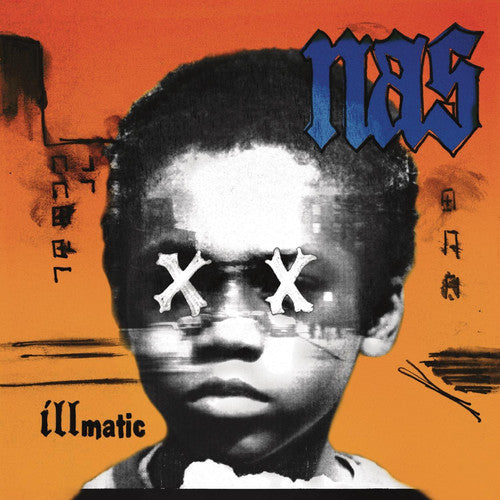 Album cover of Nas - Illmatic XX LP with a stylized image of Nas and the title 'Illmatic' prominently displayed