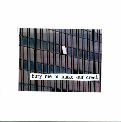This image features the album cover for Mitski's 2014 release, "Bury Me at Makeout Creek." The cover art is minimalist and evocative, showing a close-up of a building's window with the title text "bury me at makeout creek" clearly displayed.