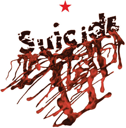 Artistic depiction of the word 'Suicide' with red and black colors on a white background.