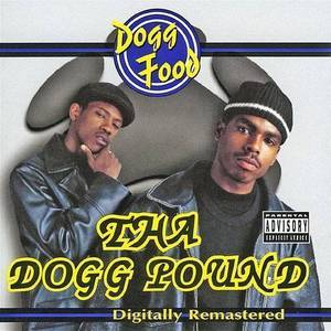 Album cover for 'Dogg Food' featuring two individuals with a 'Parental Advisory' label.