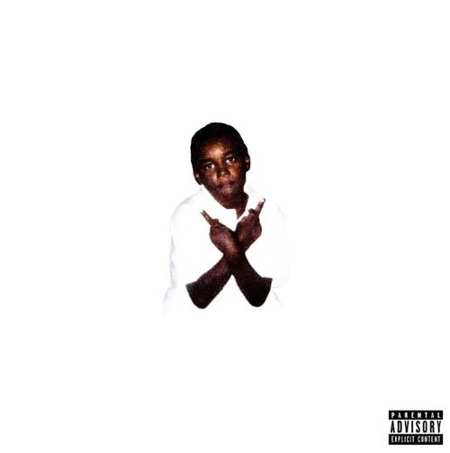 Album cover with a person making an 'X' sign with their fingers on a white background