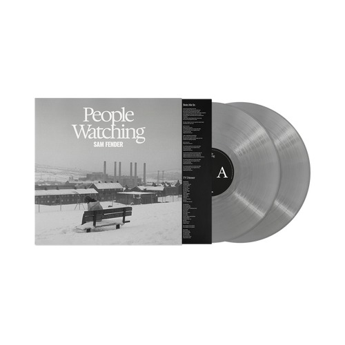 Vinyl record set with 'People Watching' by Sam Perrier on a white background