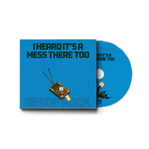 CD cover with blue sleeve and white disc featuring text and a small illustration on a white background