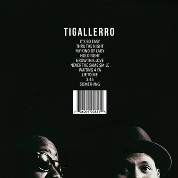 Album cover with text and a barcode on a black background