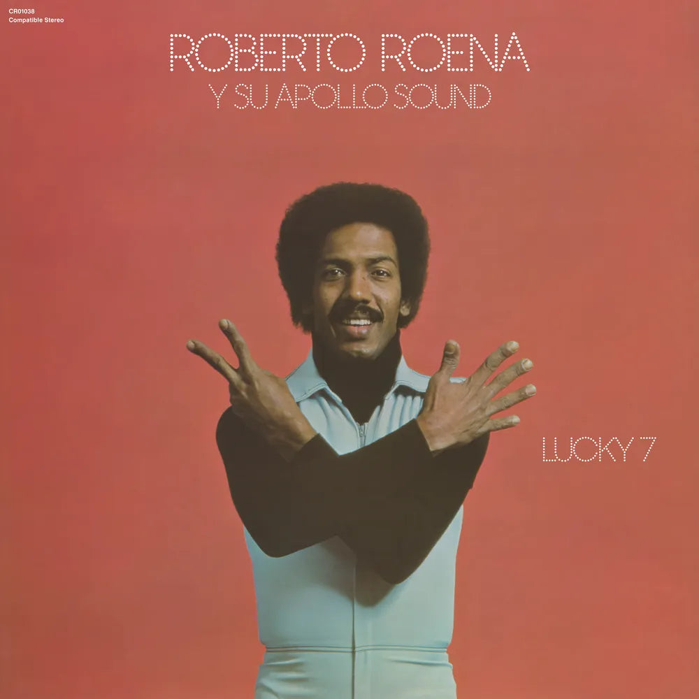 Album cover with a person in front of a red background and text 'Roberto Roena Y Su Apollo Sound Lucky 7'.