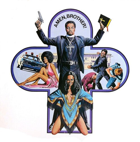 Album cover art featuring a collage of various characters and scenes, predominantly in vibrant colors, with a stylized graphic of a man holding a gun at the top.