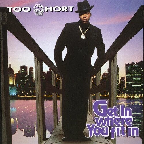 The image features the cover of the album "Get In Where You Fit In" by Too $hort. The cover art displays a black and purple color scheme with a vibrant cityscape background.