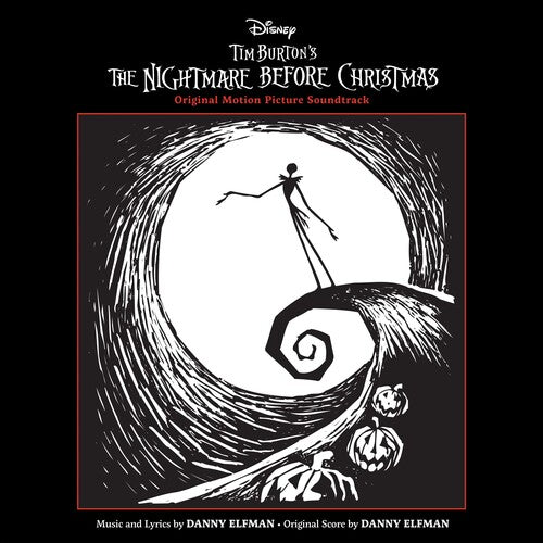 The cover art features a black and white illustration of the character Jack Skellington holding a pumpkin, with the film's title and the artist's name, Danny Elfman, prominently displayed.