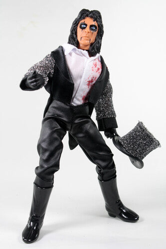 Action figure in a black suit with a white shirt and black boots on a white background