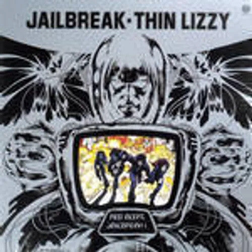 Limited gray colored vinyl LP pressing of Thin Lizzy - Jailbreak with artwork featuring the band and the title track.
