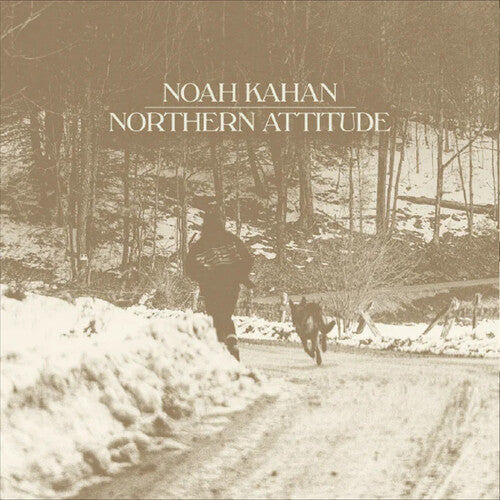 A black and white image of a person on skis with a dog, overlaid with text 'NOAH KAHA北方N ATTITUDE'