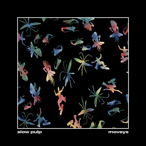 Album cover with colorful fairy-like figures on a black background, featuring the text 'slow pulp' and 'moves'.