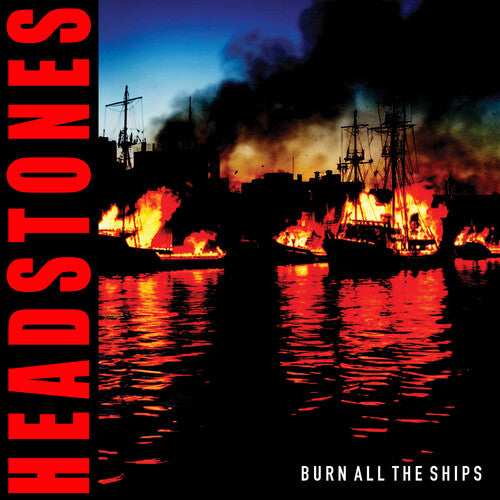 Album cover with fiery ships and 'HEADSTONES' text