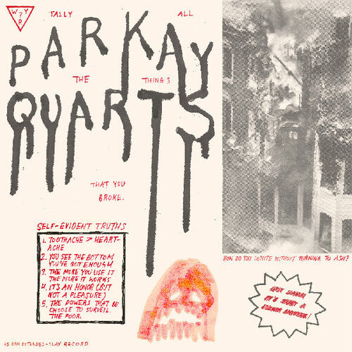 Album cover with stylized text and a black and white photo of a house.