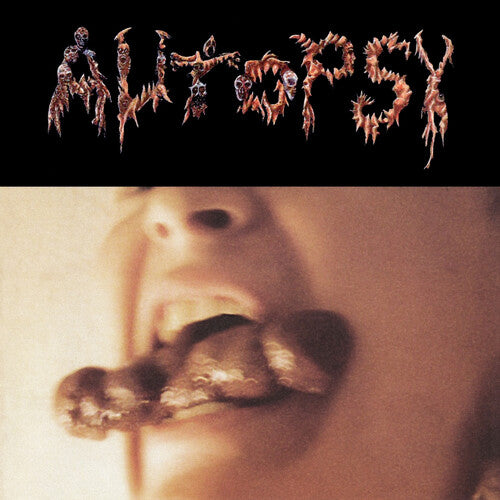 Album cover with 'Autopsy' text and close-up of a mouth with dark substance.