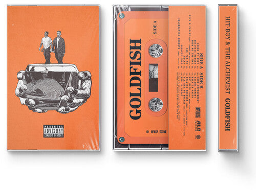 Cassette tape with orange cover featuring 'Goldfish' and album artwork.