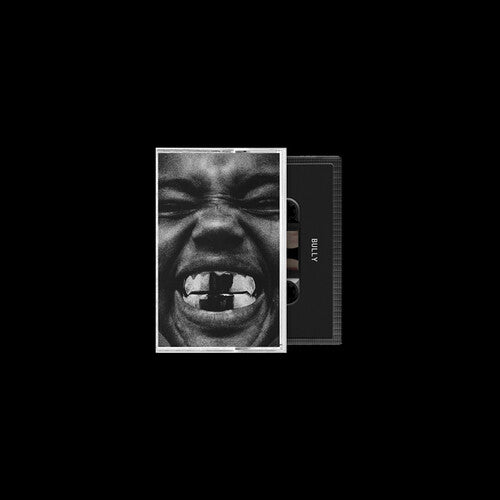 Makeup palette with a black and white image of a face on the cover against a black background