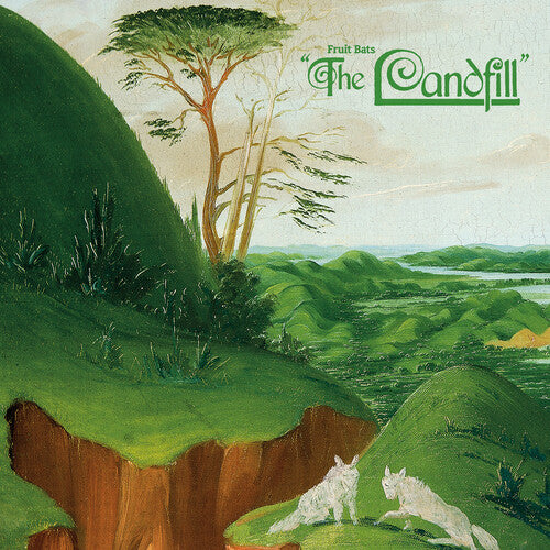 Album cover with a stylized landscape, trees, and animals, featuring the text 'The Landfill' by Fruit Bats.