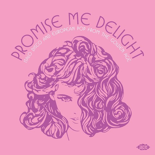 Album cover with stylized illustration of a woman's head and text 'Promise Me Delight' on a pink background.