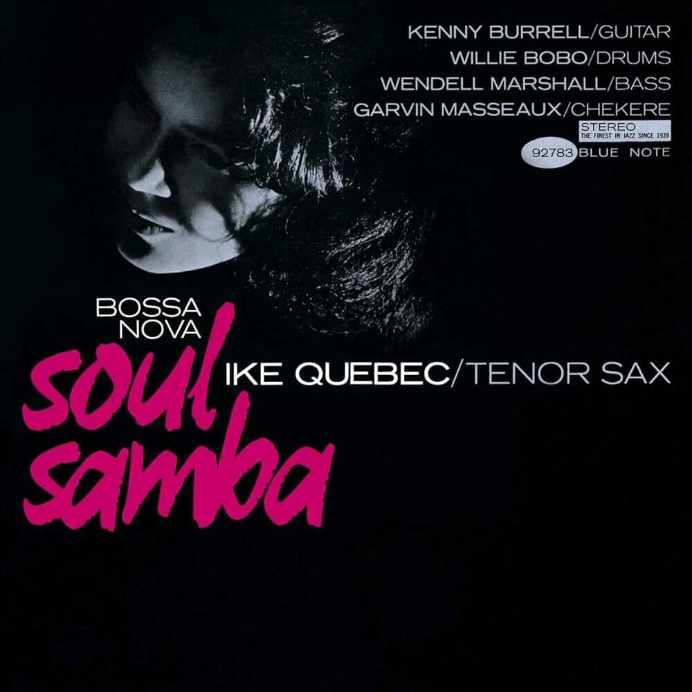 Album cover with text and a silhouette of a person, featuring the title 'Soul Samba' by Ike Quebec.