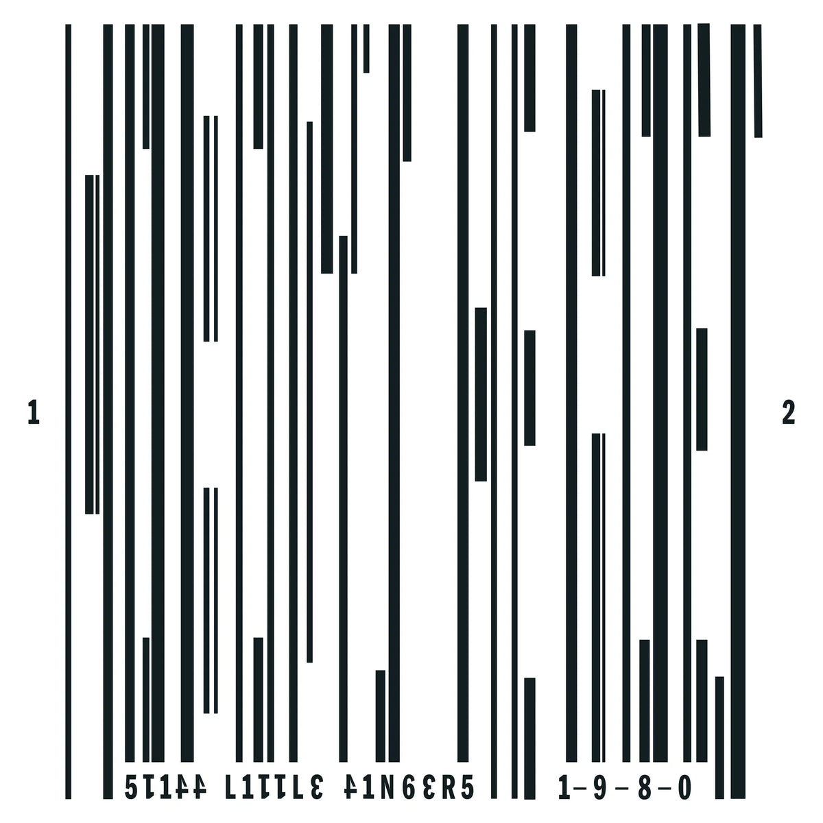 A black and white barcode with vertical bars, numbers at the bottom, and the labels 1 and 2 on both sides.