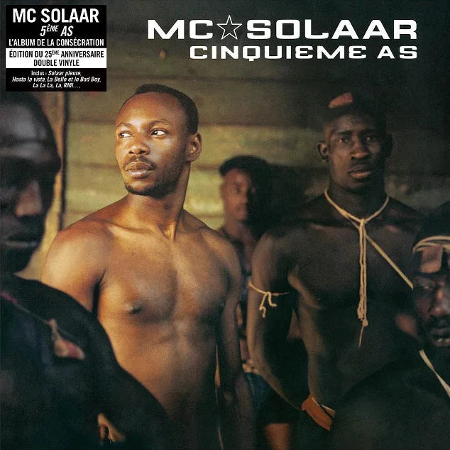 MC Solaar 'Cinquieme As' 5th Anniversary double vinyl LP cover, featuring a shirtless man in the foreground with other men in the background, with the album title and artist name printed at the top.