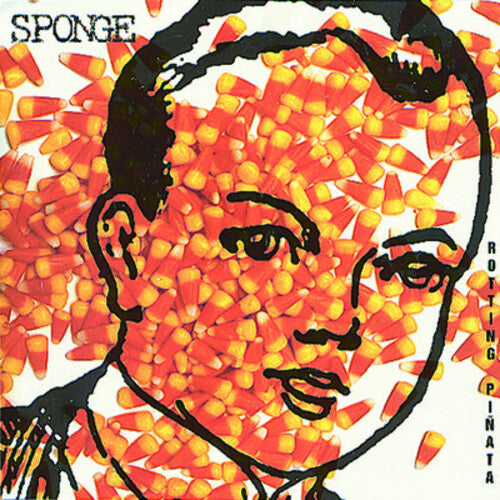 Album cover with a face outline and candy corn pattern, featuring the title 'Sponge' and 'Rotting Pinata'.