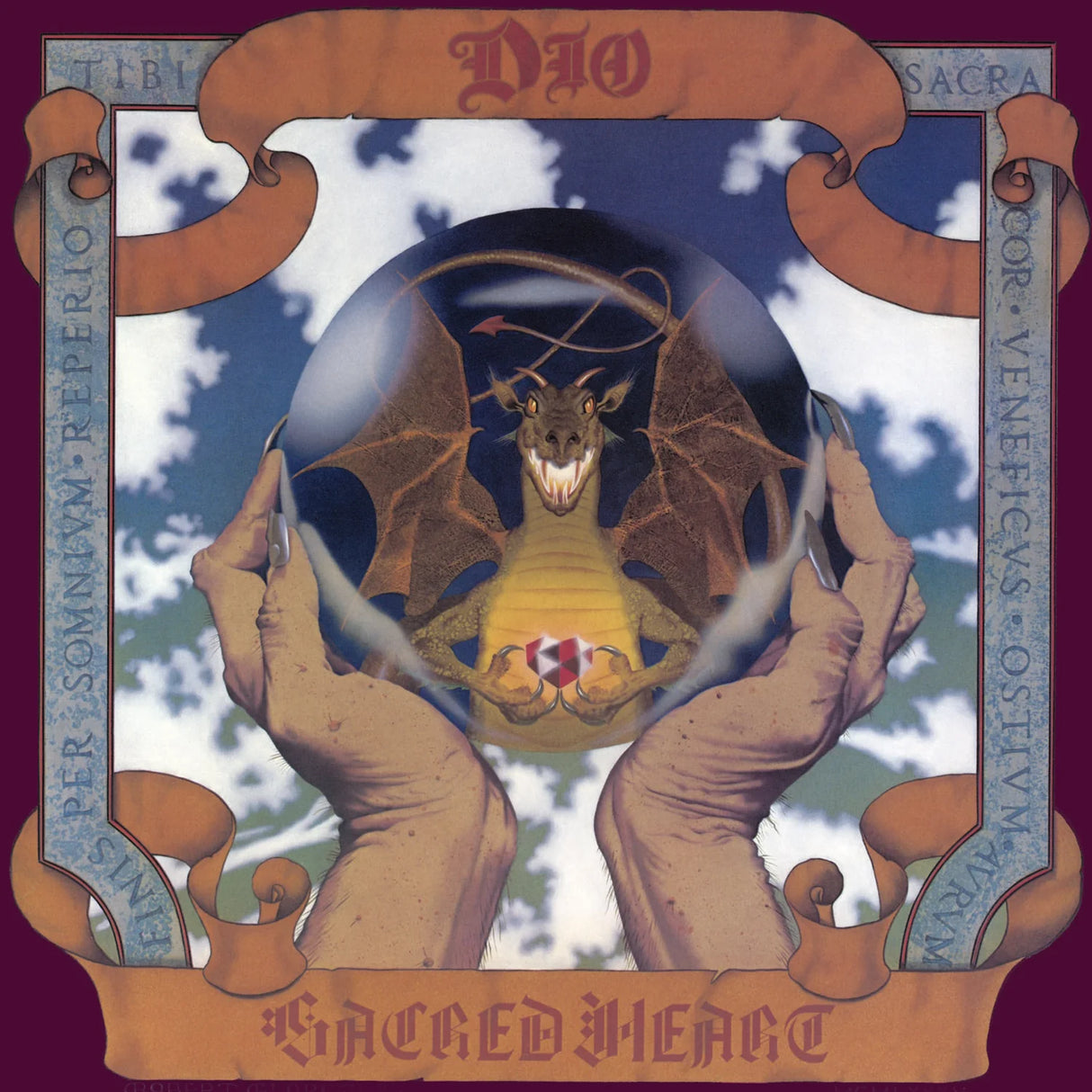 Album cover with a dragon and hands holding a mirror, featuring text and decorative elements.