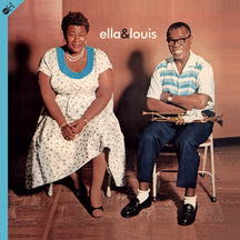 Album cover with two people sitting and 'ella & louis' text