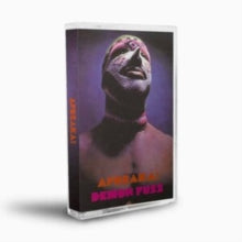 Cassette tape with a person wearing a mask on the cover against a white background