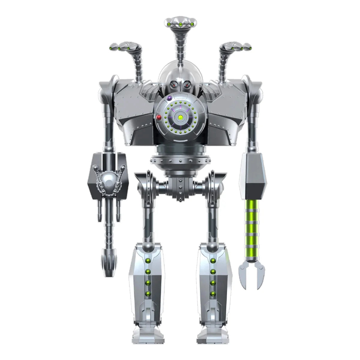 Stylized robot figure on a white background