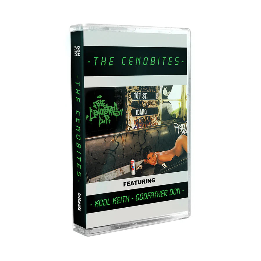 Cassette tape with 'The Cenobites' branding and album cover on a white background