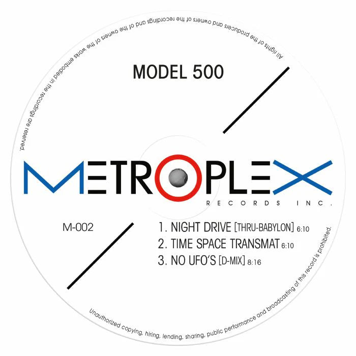 Disc label for Metroplex Records Inc. with tracklist and branding