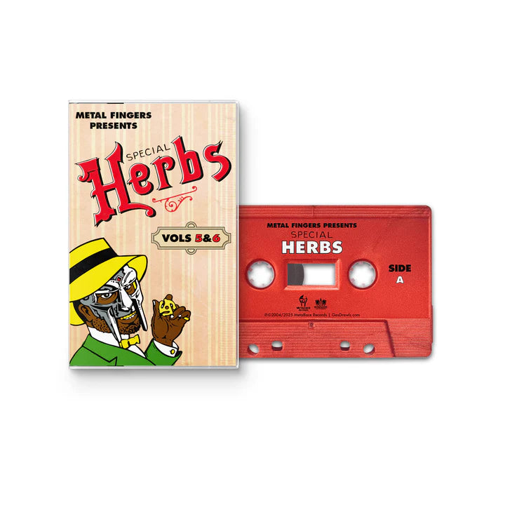 Cassette tape and cover with 'Special Herbs' branding on a white background