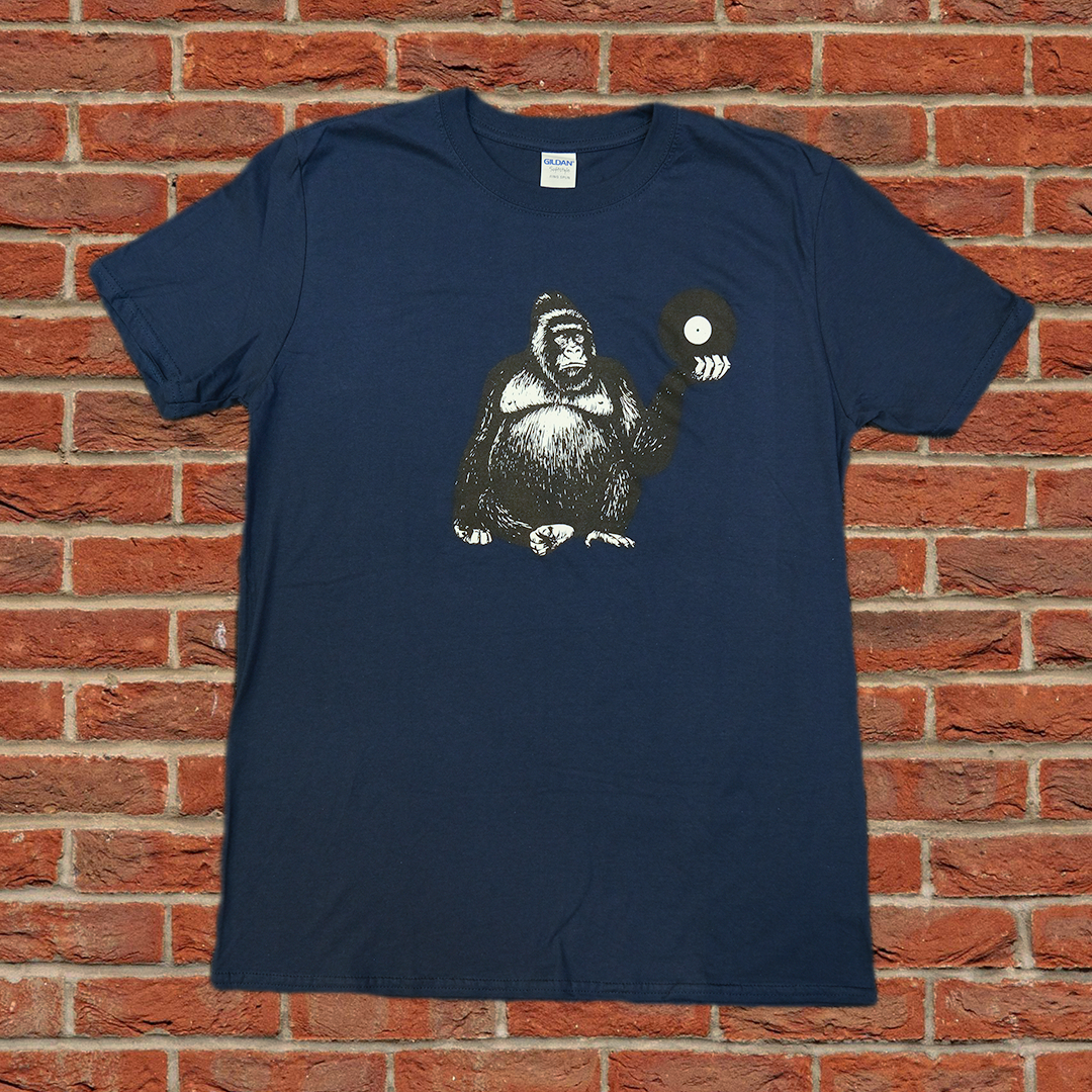 Beat Street Records T-Shirt (Black and White Gorilla on Navy)