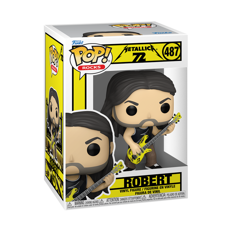 Funko Pop! Rocks Metallica figure packaging with character holding a guitar.