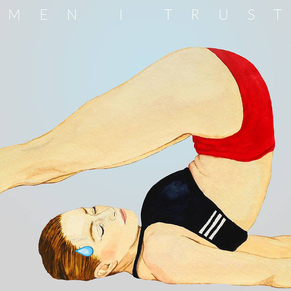 Cover art for Men I Trust album 'Headroom LP' featuring a stylized illustration of a person in a red and black swimsuit with a blue detail on their face.