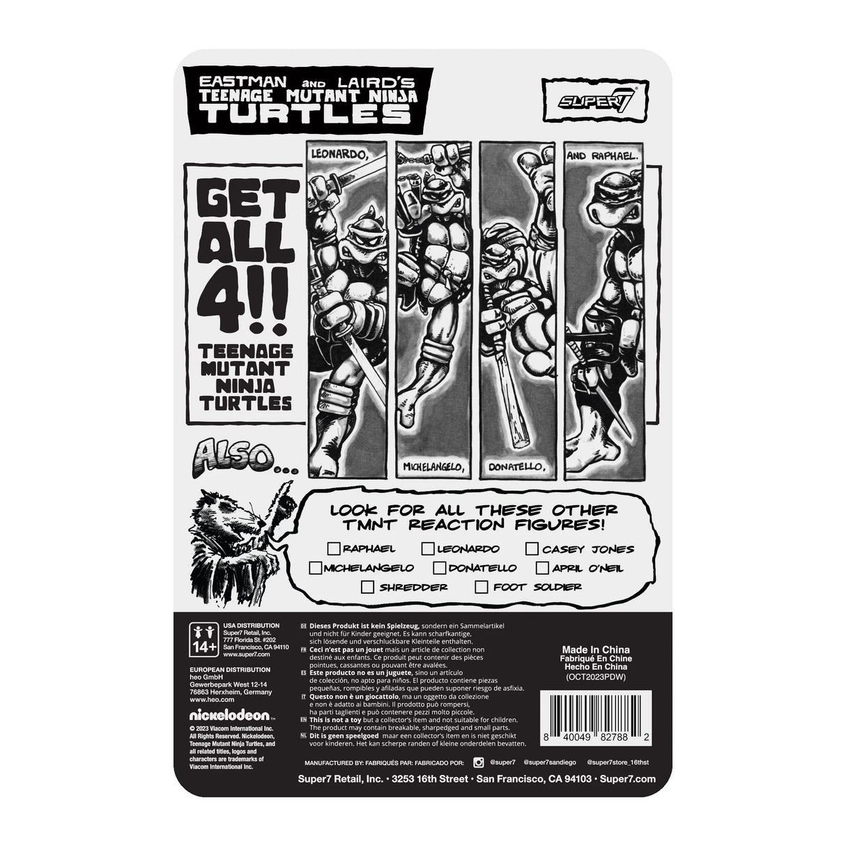 Teenage Mutant Ninja Turtles ReAction Figures Wave 9 Michelangelo (Comic Greyscale)