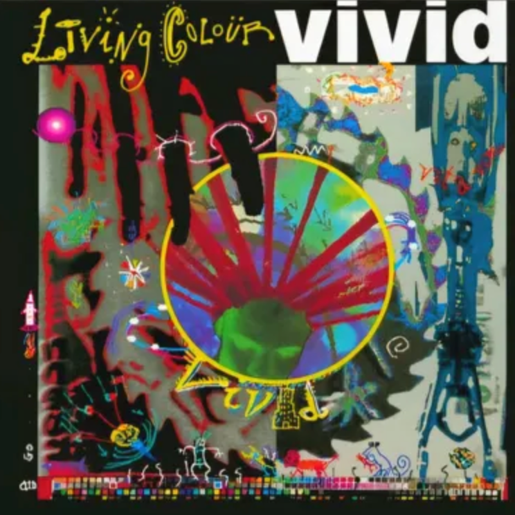 Living Colour - Vivid album cover art featuring a collage of abstract and figurative art in a vibrant color palette.