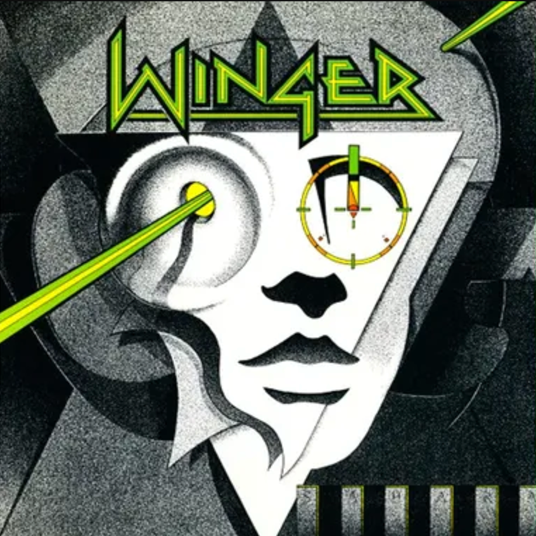 Vinyl LP cover art for Winger album featuring a stylized graphic design with abstract shapes and colors.