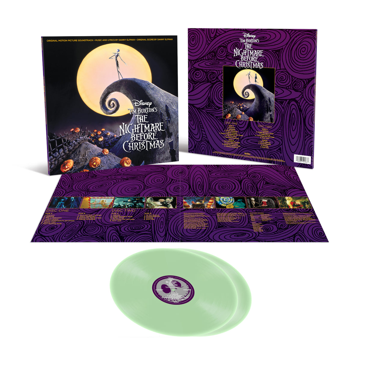 Vinyl record set with 'The Nightmare Before Christmas' packaging on a white background