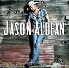 Album cover for 'My Kinda Party' by Jason Aldean featuring a person leaning against a wooden wall.
