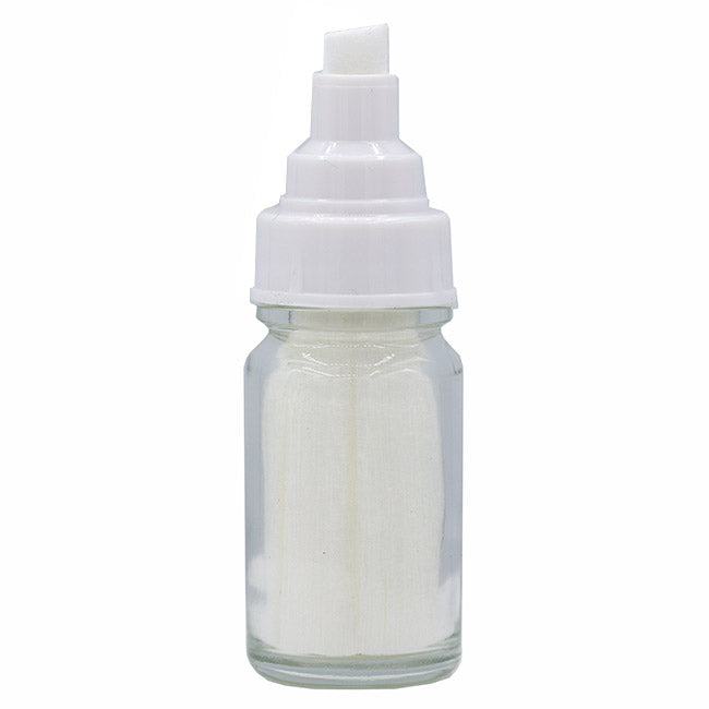 Clear bottle with white cap on a white background